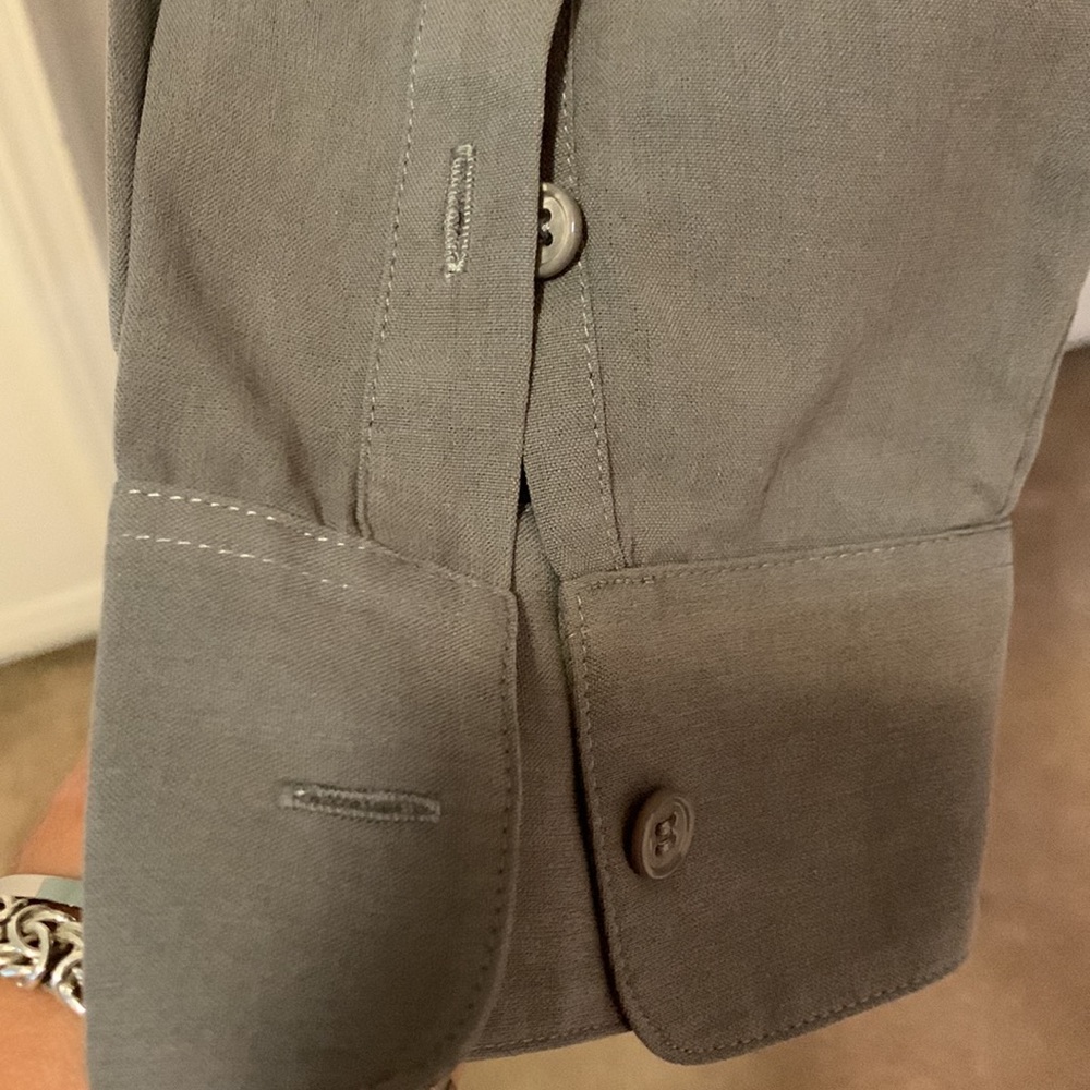 Soft Surroundings 100% silk grey/mint green button down blouse size M - Picture 5 of 5